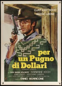 1s464 FISTFUL OF DOLLARS Italian 1p R1976 Sergio Leone, great art of Clint Eastwood with gun!