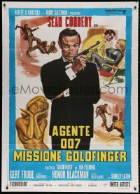 1s471 GOLDFINGER Italian 1p R1970s art of Sean Connery as James Bond + sexy golden Shirley Eaton!