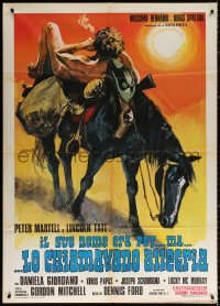 1s475 HERO CALLED ALLEGRIA Italian 1p 1971 wacky Franco spaghetti western art of naked guy on horse