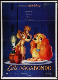 1s487 LADY & THE TRAMP Italian 1p R1990s Disney classic dog cartoon, best spaghetti scene!