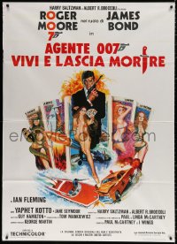 1s488 LIVE & LET DIE Italian 1p R1970s art of Roger Moore as James Bond & sexy tarot cards!