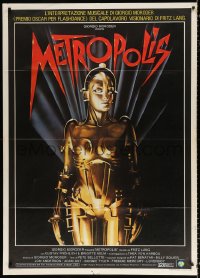 1s492 METROPOLIS Italian 1p R1984 Fritz Lang classic, great Nikosey art of robot Brigitte Helm!