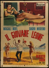 1s497 OH! QUE MAMBO Italian 1p 1958 Enzo Nistri art of Dario Moreno on beach & sexy Magali Noel!