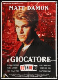 1s512 ROUNDERS Italian 1p 1999 different portrait of pro poker players Matt Damon over New York!