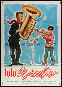 1s533 TOTO & MARCELLINO Italian 1p 1958 art of Toto playing baritone & Pablito Calvo with trumpet!