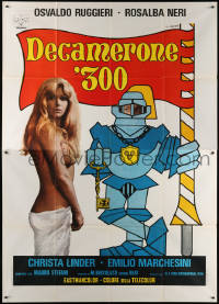 1s388 DECAMERON '300 Italian 2p 1973 Calma art of knight standing by sexy mostly naked blonde girl!
