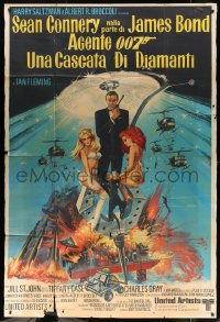 1s391 DIAMONDS ARE FOREVER Italian 2p 1971 art of Sean Connery as James Bond 007 by Robert McGinnis!