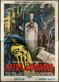 1s421 SFIDA AL DIAVOLO Italian 2p 1965 cool art of woman screaming at girl raised from the dead!