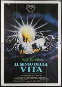 1s412 MONTY PYTHON'S THE MEANING OF LIFE Italian 2p 1983 wacky art of God creating Earth, rare!