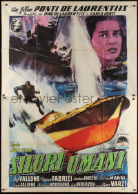 1s423 SILURI UMANI Italian 2p 1959 De Seta art of speed boat & World War II battleships, rare!