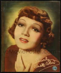 1s134 CLAUDETTE COLBERT jumbo LC 1930s wonderful Columbia studio portrait with facsimile signature!