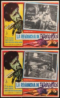 1s168 REVENGE OF FRANKENSTEIN 8 Mexican LCs 1959 Peter Cushing, Hammer, cool monster border art!