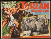 1s227 TARZAN THE APE MAN Mexican LC R1950s Maureen O'Sullivan & hunters + art of her & Weismuller!