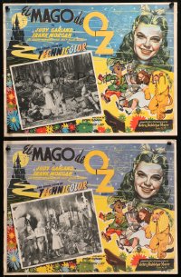 1s197 WIZARD OF OZ 4 Mexican LCs R1950s Judy Garland, Ray Bolger, Jack Haley, Bert Lahr, cool art!