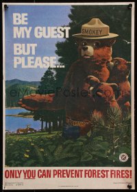 1s104 ONLY YOU CAN PREVENT FOREST FIRES! 13x19 special poster 1966 art of Smokey the Bear & cubs!