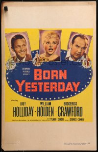 1s254 BORN YESTERDAY WC 1951 headshots of Judy Holliday, William Holden & Broderick Crawford