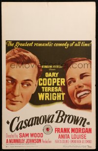 1s257 CASANOVA BROWN WC 1944 art of Gary Cooper & Teresa Wright, greatest romantic comedy of all!