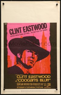 1s265 COOGAN'S BLUFF WC 1968 art of Clint Eastwood in New York City, directed by Don Siegel!