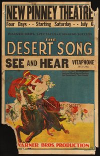 1s268 DESERT SONG WC 1929 art of masked John Boles escaping with Carlotta King on horseback!