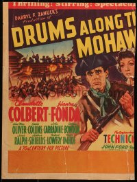 1s275 DRUMS ALONG THE MOHAWK WC 1939 John Ford, art of Claudette Colbert & Henry Fonda with rifle!