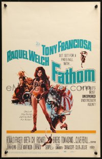 1s281 FATHOM WC 1967 Jerry Allison art of sexy nearly-naked Raquel Welch in skydiving harness!