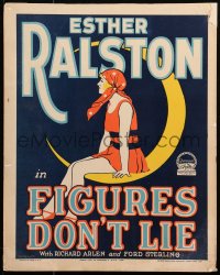 1s285 FIGURES DON'T LIE WC 1927 great art of Esther Ralston sitting on crescent moon, very rare!