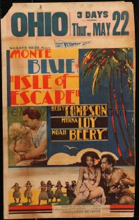 1s302 ISLE OF ESCAPE WC 1930 Monte Blue, Betty Compson, Duke Kahanamoku shown, no Loy, very rare!