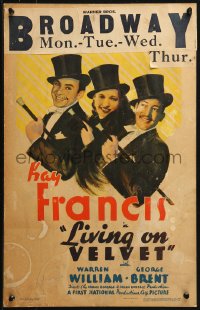 1s309 LIVING ON VELVET WC 1935 Kay Francis, Warren William & George Brent all in tuxes & top hats!