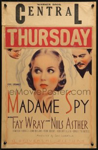 1s312 MADAME SPY WC 1934 pretty Russian spy Fay Wray gives her life for her German spy husband!