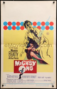 1s316 MICKEY ONE WC 1965 artwork of Warren Beatty, the name of the game is Mickey, Arthur Penn!