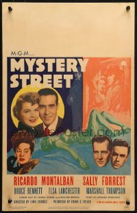 1s323 MYSTERY STREET WC 1950 John Sturges, Montalban, Forrest, Lanchester, sexy film noir art!