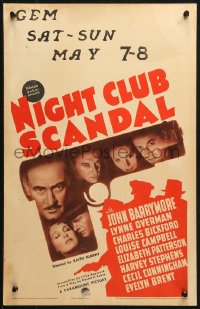 1s324 NIGHT CLUB SCANDAL WC 1937 John Barrymore, Bickford & cast in gun silhouette, very rare!