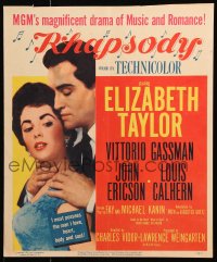 1s334 RHAPSODY WC 1954 Elizabeth Taylor, Vittorio Gassman, magnificent drama of music & romance!