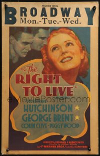1s335 RIGHT TO LIVE WC 1935 art of nurse Peggy Hutchinson, Colin Clive & George Brent, ultra rare!