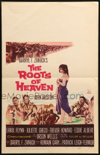 1s338 ROOTS OF HEAVEN WC 1958 directed by John Huston, Errol Flynn & sexy Juliette Greco in Africa!