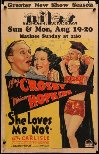 1s343 SHE LOVES ME NOT WC 1934 art of sexiest Miriam Hopkins, Bing Crosby & Kitty Carlisle!