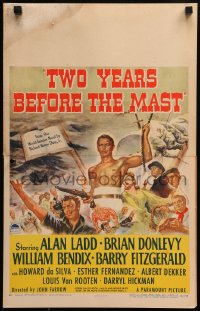 1s361 TWO YEARS BEFORE THE MAST WC 1945 great art of barechested sailor Alan Ladd!