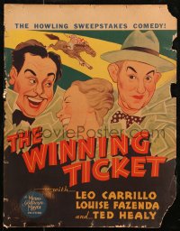 1s371 WINNING TICKET WC 1934 Hirschfeld gambling art of Leo Carrillo, Ted Healy & Fazenda, rare!