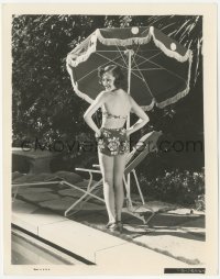 1t291 DIXIE DUNBAR 8x10.25 still 1937 modeling her newest Tahitian style bathing suit by pool!