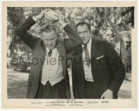 1t355 FLY 8x10.25 still 1958 classic scene of Vincent Price behind Herbert Marshall holding rock!
