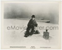 1t403 GOLD RUSH 8x10 still R1941 great image of Charlie Chaplin freezing in the snow by his claim!