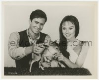 1t416 GREEN MANSIONS 8.25x10.25 still 1959 Audrey Hepburn & Anthony Perkins with cute baby deer!