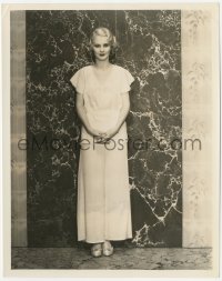 1t496 JAYNE SHADDUCK 8x10 news photo 1933 modeling peach & blue pajamas with short flared sleeves!
