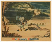1t754 PINOCCHIO 8x10 LC 1940 Disney classic cartoon, c/u of Jiminy Cricket underwater by fish!