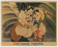 1t757 PINOCCHIO 8x10 LC 1940 Disney classic cartoon, c/u with Gepetto & Figaro inside whale!
