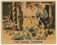 1t761 PINOCCHIO 8x10 LC 1940 Disney classic cartoon, standing around fire with Gepetto & Figaro!