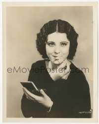 1t781 RAQUEL TORRES 8x10.25 still 1930s applying lip rouge with outline of her lips made from wood!