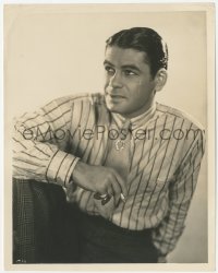 1t819 SCARFACE 8x10 still 1932 great smoking portrait of tough gangster Paul Muni with his scar!