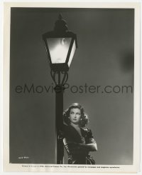 1t823 SCARLET STREET 8.25x10 still 1945 portrait of sexy Joan Bennett standing under lamp post!