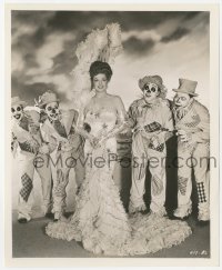 1t839 SHINE ON HARVEST MOON 8.25x10 still 1944 sexy Ann Sheridan with guys in scarecrow costumes!